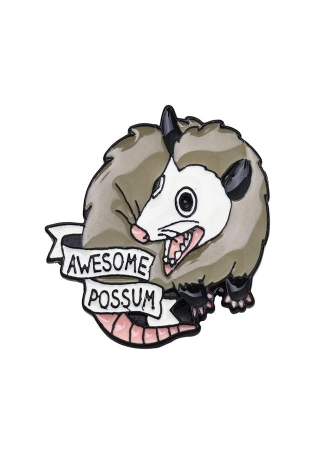 POYAMUSE Awesome Possum Enamel Brooch Pin - Cartoon Cute Animal Badge for Women and Men's Fashion Jewelry Accessories-awesome - Image 1